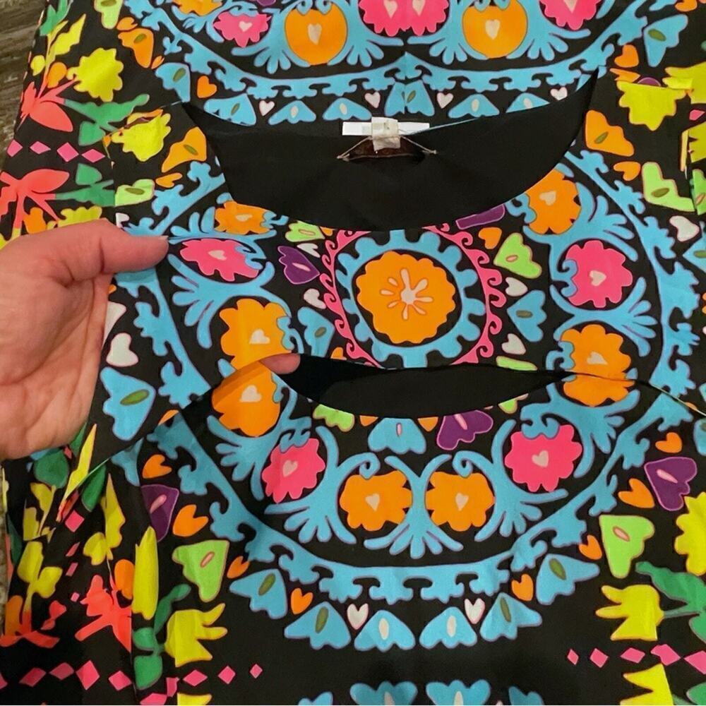 NWT Mara Hoffman Dress Size 8 Suzani Neon Geometric Print Cutout Colorful Beach - Picture 4 of 11